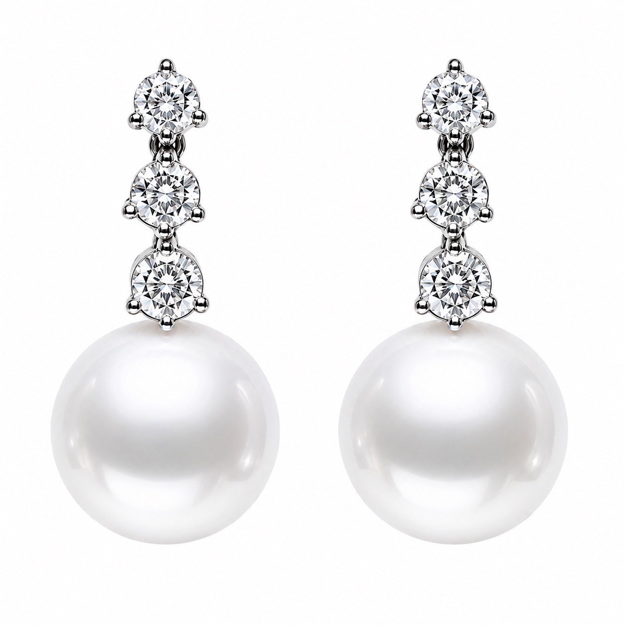 18K South Sea Pearl Diamond Drop Earrings